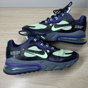 NIKE Air Max 270 React Shoes Men's 13 Black Gray Purple Green CT1617-001 Sneaker